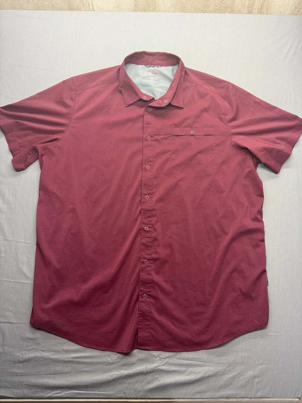 Swiss Tech Men's Burgundy Stripe Short Sleeve Button Up Shirt Size 3XL SM29Y083B